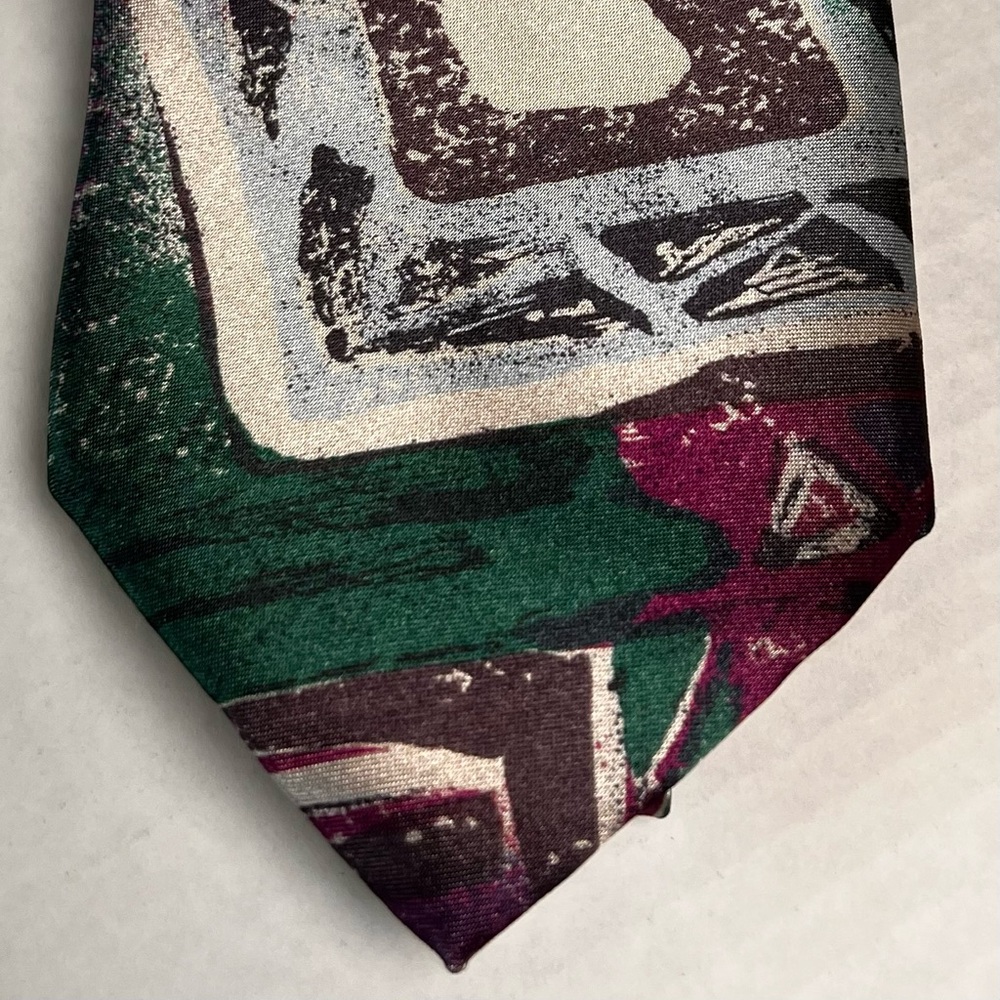 Cabralli Mens Formal‎ Necktie 55"Lx3.50"W Multicolor( Teal Green Gold Purple)